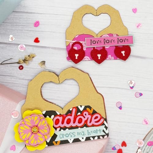 KSCRAFT 2024 November Valentine Release Metal Cutting Dies Stencils for DIY Scrapbooking Decorative Embossing DIY Paper Card (Heart Hands Bag Topper)