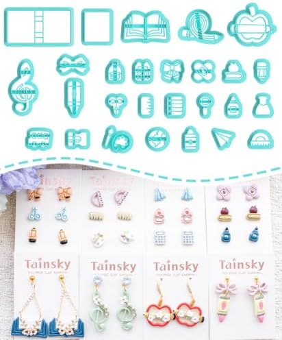 Tainsky Back to School Polymer Clay Cutters, 27 School Supply Shapes