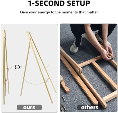 GRENTY 2 Pack Gold Easel Stand for Wedding Signs – No Assembly Needed, Heavy Duty Metal Display Stand for Art, Welcome Signs, Posters, Pictures, Paintings, and Floor Décor