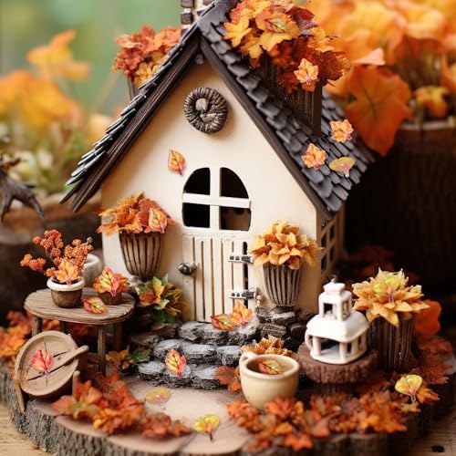 210pcs Mini Fall Leaves, 5 Styles Resin Funny Miniature Leaves for Crafts