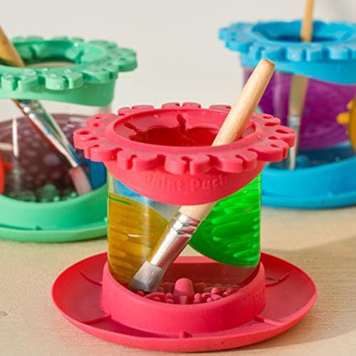 Paint Puck Ultimate Rinse Cup Paint Brush Cleaner, Mug (4 in), Red | Non-Spill Paint Water Cup & Brush Cleaner, Brush Holder, Squeegee Lips & Drip Tray, Acrylic, Watercolor, Art Supplies