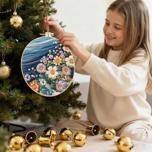 SCECALA 4 Sets Ocean Floral Embroidery Kit