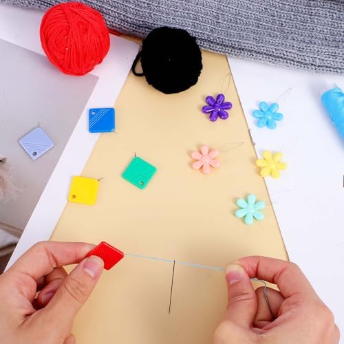 10 Pcs Threading Tool, Flower Head Sewing Machine Needle Threaders Kit Squre Plastic Needles Threader for Hand Sewing, Embroidery Supplies for Cross Stitch Craft, Embroidery Floss, Repair Clothing