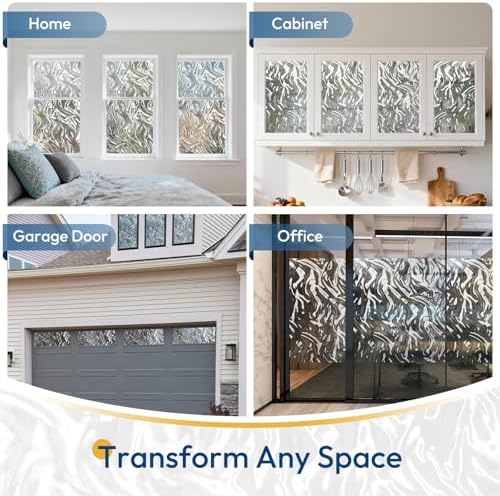 rabbitgoo Frosted Glass Window Privacy Film, Wave Pattern, 35.4" x 78.7"