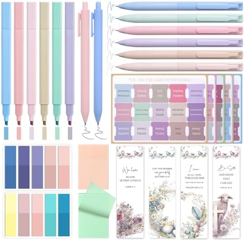 XKDOUS Bible Study Supplies, Bible Journaling Kit with Highlighters, Color