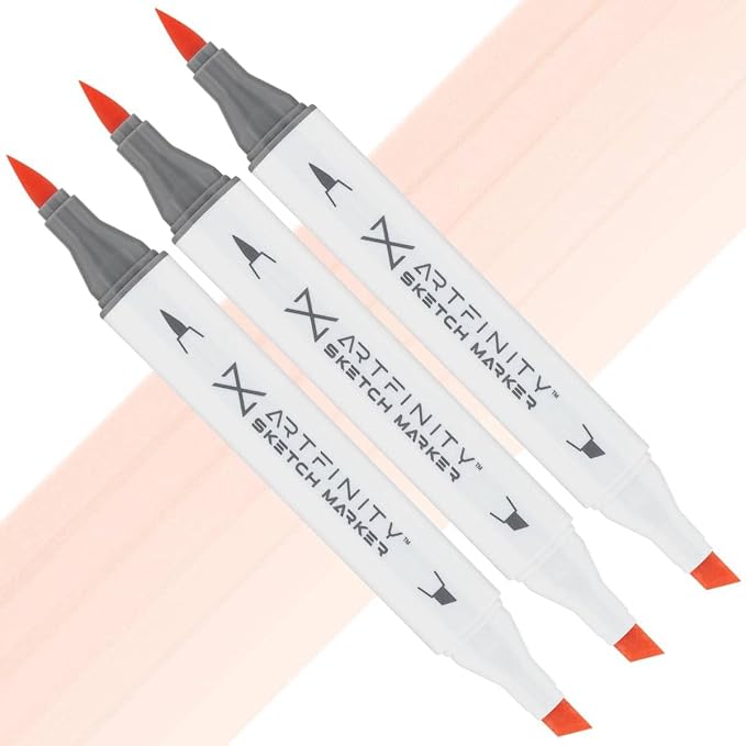 Artfinity Sketch Markers - Set of 3 - Light Walnut E1-1, Vibrant, Professional, Dye-Based Alcohol Markers for Artists, Drawing, Travel, & More
