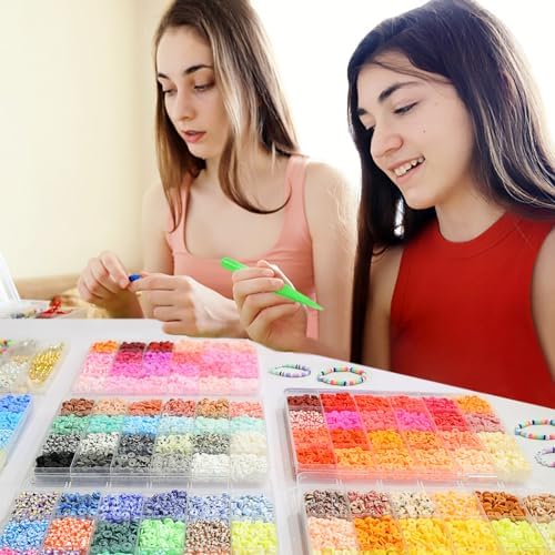 Redtwo 45000 Pcs 192 Colors Clay Beads Bracelet Making Kit | 9 Boxes Friendship Bracelet Kit Flat Polymer Clay Beads for Jewelry Making, Crafts Gift for Girls Ages 6-12