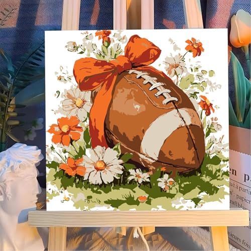 Reivworl Framed Football Paint by Numbers Kit for Adults Beginner 10×10 inch