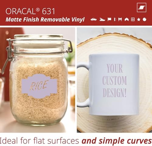 ORACAL 631 Matte Wisteria Vinyl Durable Roll Easy to Weed Permanent Adhesive Craft Vinyl for Plotting Machines, Decals & DIY Projects 12” x 10ft