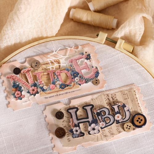 156 Pcs Aesthetic Faux Embroidery Alphabet Stickers for Journaling