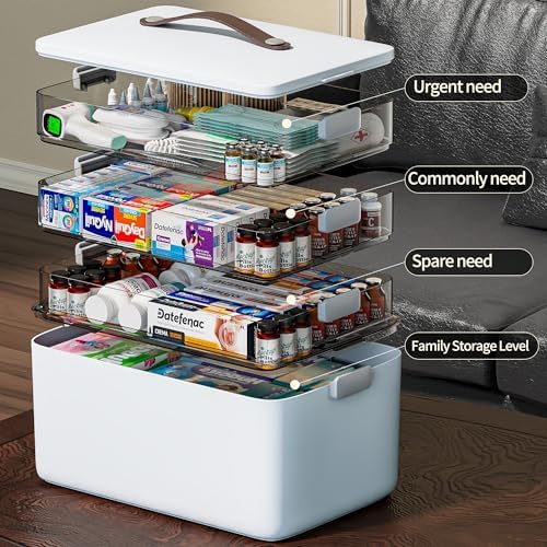 CTIME 4-Tier Medicine Organizer - Portable Medicine Cabinet with Handle