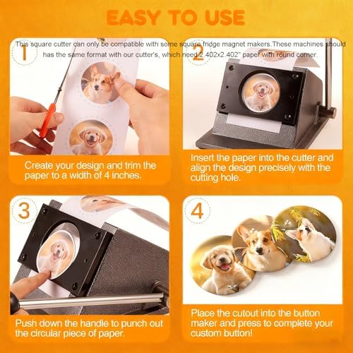 Fridge Magnet Paper Cutter, 2.28 Inches/ 58 mm Round Button Cutter Die Cutter, Light-Duty Paper Card Cutter Punch for Cards, Badges, Cartoon Buckles, Photo Frames (Plastic, 58mm Round)
