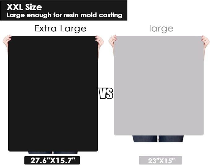 Large Silicone Mats for Kitchen Counter, 27.6 x 16'' Countertop Protector Mat Heat Resistant Mat for Air Fryer, Non-Slip Table Placemat for Kids, Nonstick Black Silicone Mat for Baking Pastry, 1Pcs