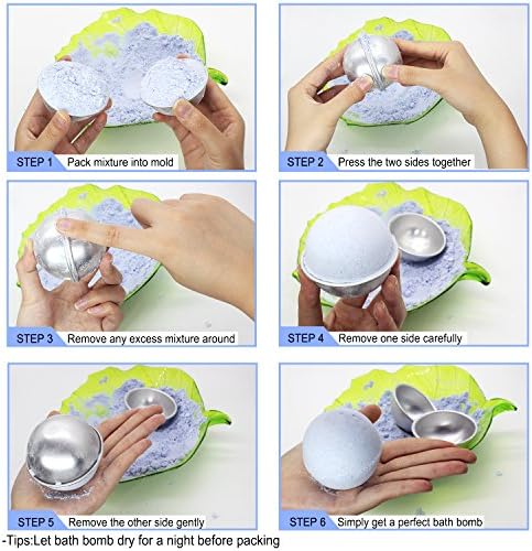 Bath Bomb Mold Set with Soap Colorant,Shrink Wrap Bags - Food Grade Skin Safe Soap Dye for DIY Bath Bomb Making Supplies Kit - Liquid Bath Bomb Dye for Soap Coloring - with Instructions