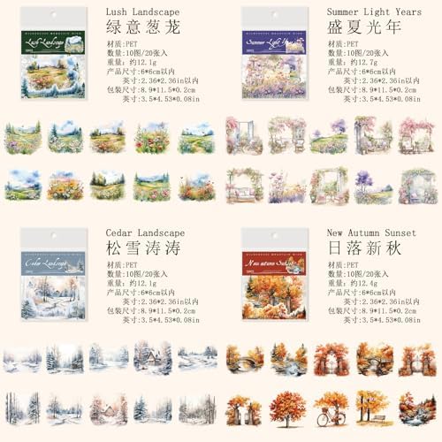 80 Pcs Dreamy Atmosphere Landscape PET Stickers for Scrapbooking