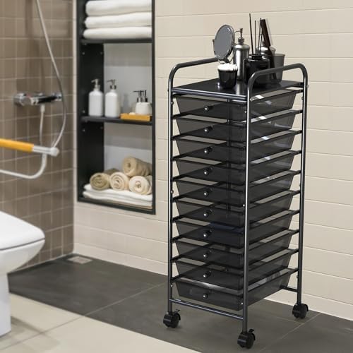 Simple Houseware 10 Drawers Rolling Utility Cart Organizer, Black