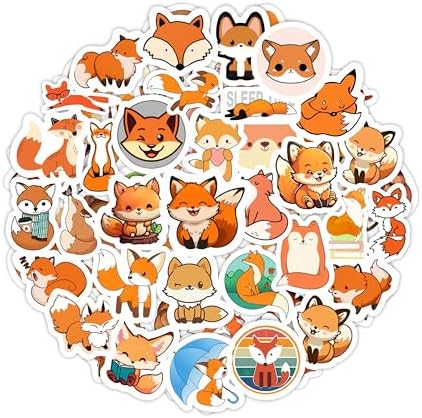 Fox Stickers for Water Bottle and Laptop - Fox Party Supplies & Decorations, Waterproof Vinyl Decals, Cute Animal and Wildlife Stickers, Gifts for Women & Men