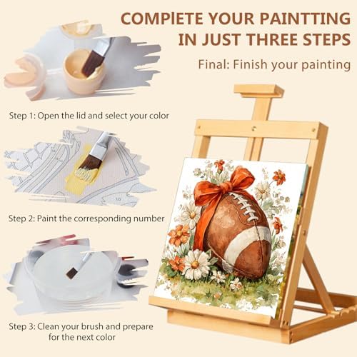 Reivworl Framed Football Paint by Numbers Kit for Adults Beginner 10×10 inch