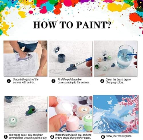 EIBEILI Mount Fuji Paint by Numbers Kit for Adults Beginner,Cherry Blossoms Adult Paint by Number Kits on Canvas,Easy Canvas Paint by Numbers for Adults for Home Wall Decoration 12 X 16 inch