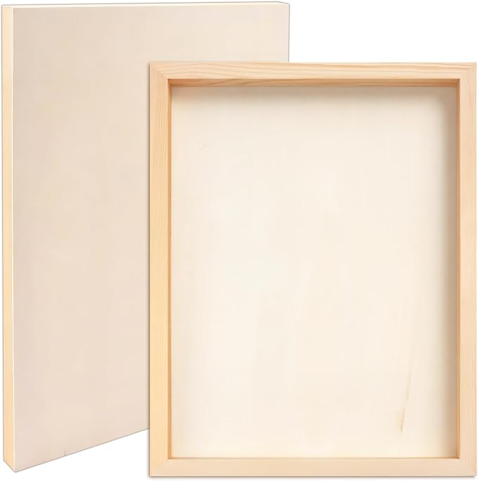 FSWCCK 2 Pack 12 x 16 inch Wood Panel Boards, Unfinished Wood Canvas Panels for Crafts, Painting Canvas, DIY Art Projects, Pouring, Arts Use with Oils, Acrylics