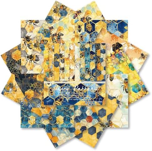 6-inch Bee Scrapbooking Paper Pad - 24 Sheets Aesthetic Patterned Decorative Collage Junk Journal Decoupage for Origami Wrapping Folded Supplies Gift Cards DIY Crafts Scrapbook Photo Album