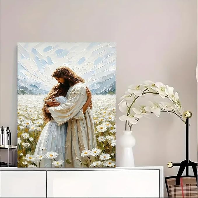 Jesus Christian Paint by Numbers Kit for Adults Canvas, Frameworkless | Easy Adult Paint by Number Kits on Canvas DIY Jesus Christian Painting for Beginners Art by Numbers for Home Wall Decor Gift
