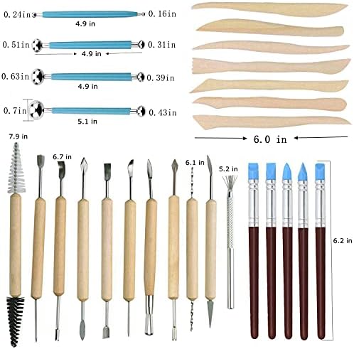 57PCS Ceramic Clay Tools Set with Plastic Case Modeling Pottery Sculpting Tools Kits for Beginners Professionals Crafts Polymer Clay Club, Dotting, Ribbon Trimming