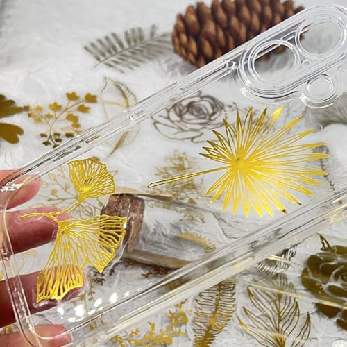 50PCS Boughs and Flowers Stickers Aesthetic PET Stickers Gold Stamp Decal Waterproof Decorative Decals for Scrapbook DIY Crafts Album Bullet Journal Planner Water Bottles Laptop Phone (Gold Stamp-C)
