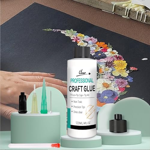 Craft Glue & Precision Tips, Craft Glue Bottles with Fine Tip, Quick Dry Clear, Strong Tacky Glues, Fabric Adhesive Permanent for Paper Crafting Scrapbooking/Etc (4.2oz)