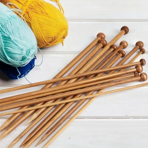 LIHAO 30 Pcs Bamboo Knitting Needles, Wooden Knitting Needles