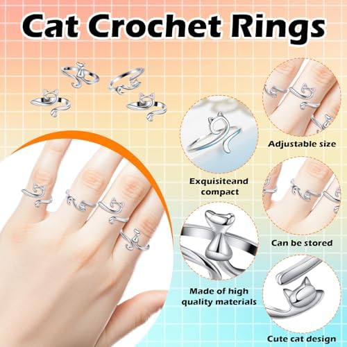 4pcs Knitting Crochet Loop Ring for Fingers Metal Open Yarn Guide Crochet Rings