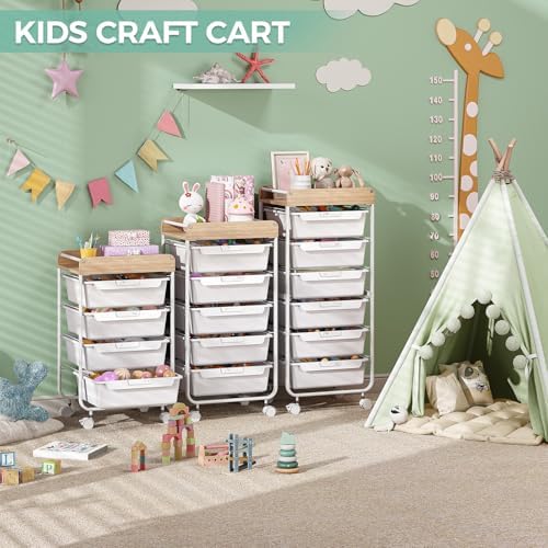 SYKIARIOL Rolling Storage Utility Cart with 4 Drawers,Art Cart,White