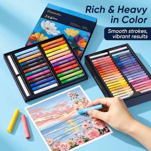 finenolo 24 Colors Oil Pastels, Rich Pigment with 2 Extra White