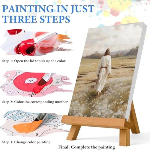 Jesus Paint by Numbers Kit for Adults Framed Canvas 12X16 in, Frameworkless