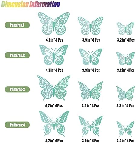 SAOROPEB 3D Butterfly Wall Decor 48 Pcs Pale Turquoise Butterfly Decoration | 4 Styles 3 Sizes, Birthday Decorations&Butterfly Party Decorations&Butterfly Cake Decorations-Removable
