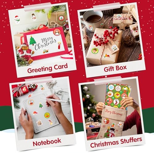 LINAYE 48 Sheets Christmas Stickers, 800PCS Stickers for Crafts Cards, Scrapbooking, Water Bottles, Envelopes and Christmas Party Favors for Kids