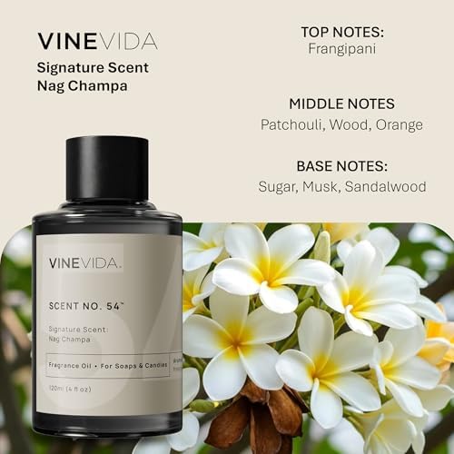 VINEVIDA [4oz] Nag Champa Fragrance Oil for Candle Making and Soap Making - Premium Candle Scents for Soy Candles