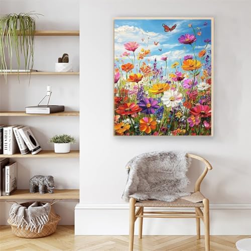 Artunion Wild Flowers Paint by Numbers Kit for Adults,Flower Canvas Paint by Number Kits, DIY Oil Painting Paint by Number Kits on Canvas Arts Craft for Home Wall Decor 16x20 Inch