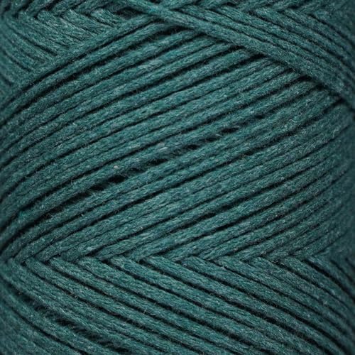 Makromecity, Cotton Macrame Cord 2mm x 195 Yards (590 feet) 2mm Recycled Cotton Crochet Yarn for Macrame Art & Crafts for Wall Hangings, Bags, Underplate, Rug (25 Colors Available) (Forest Green)