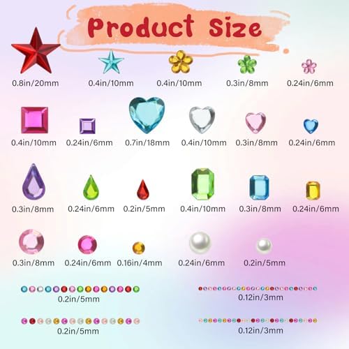 JAMIEWIN 3269pcs Gem Stickers, Self Adhesive Rhinestone Jewel Crafts