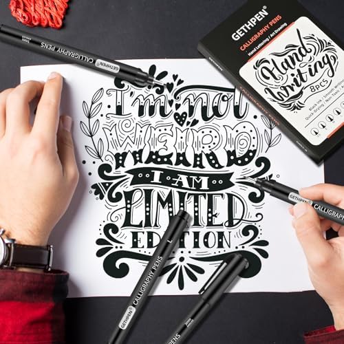 GETHPEN Calligraphy Brush Pen Set, Black Archival Ink for Hand Lettering