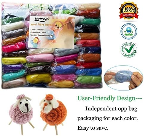 MOMODA BAODLON 50 Colors Fibre Wool Yarn Roving for Needle Felting Hand Spinning DIY Craft Materials