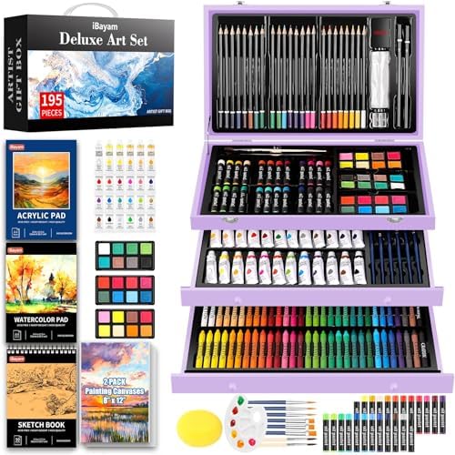 iBayam Art Supplies,195 Pack Deluxe Art Set Drawing Painting Supplies Kits