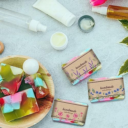 PH PandaHall 90pcs Soap Packaging Paper 9 Styles Soap Wrapper Kraft Paper Texture Soap Wrap Paper Tape Vertical Soap Paper Tag Soap Sleeves Covers for Homemade Soap Bar Packaging, 8.2 Inch Long