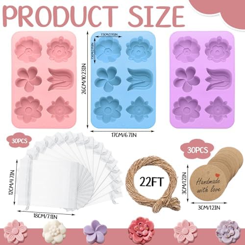 Domensi 64 Pcs Soap Making Mold Kit DIY Craft Set for Handmade Soap
