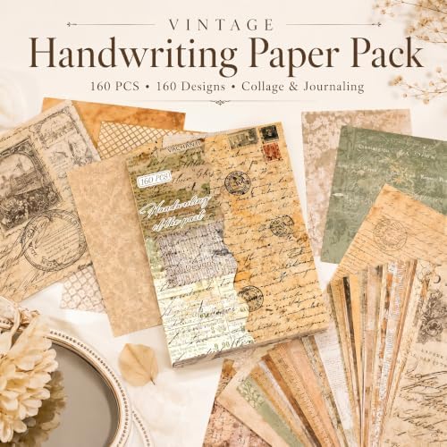 160 Sheets Vintage Scrapbook Paper Pack, Lightweight Decorative Paper Unique Designs, Junk Journal Supplies for Scrapbooking, Journaling, Decoupage, Collage, Card Making and DIY Crafts