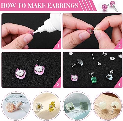 Caffox Hypoallergenic Earring Posts and Backs, 1800pcs Stainless Steel Stud Earring Kit with Earring Base Studs, Earring Backs and Jump Rings for Clay, Resin, Pearls, Jewelry Making and Crafting