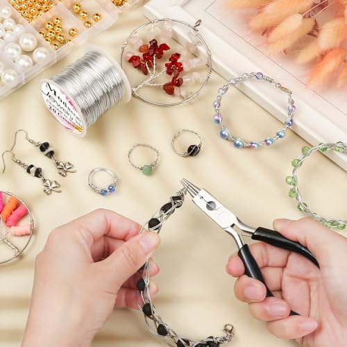 20 Gauge Silver Jewelry Making Wire with 4 in 1 Plier modacraft 82FT Craft Wire 0.8mm Tarnish Resistant Copper Wire Beading Wire for Jewelry Making Supplies and Crafting