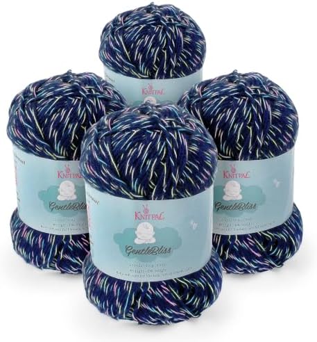GentleBliss DK Acrylic Soft Baby Yarn, 4-Pack (880Yds/400G), Navy Blue