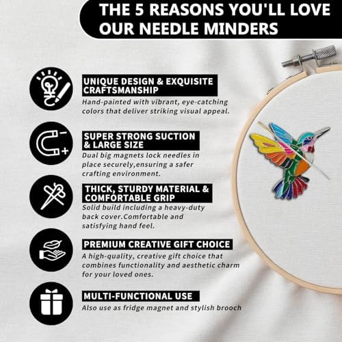 Magnetic Needle Minder Magnet Embroidery Accessories and Supplies Embroidery Needle Holder Cross Stitch Holder Needlework Supplies (Colorful Bird)